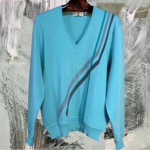 Vintage St. Croix Knits Pure Wool & Ultrasuede V-neck Pullover Sweater Medium